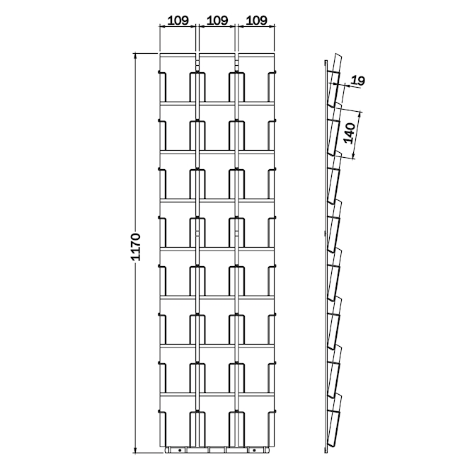 Card wall holder 24-times 105 x 150 mm